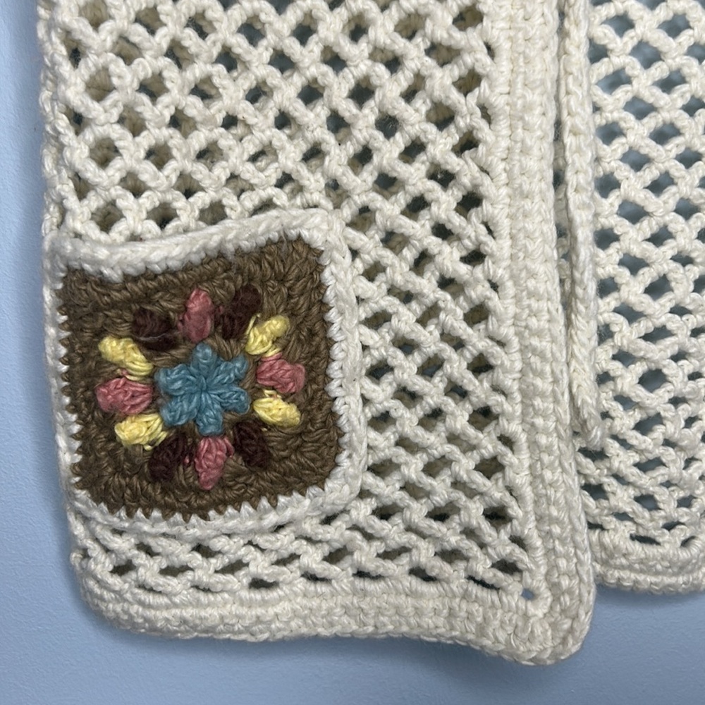 Hand Crocheted Open Front Pocket Vest Knitiva Size M